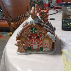 PartyLite Gingerbread House with Red and Green Accents